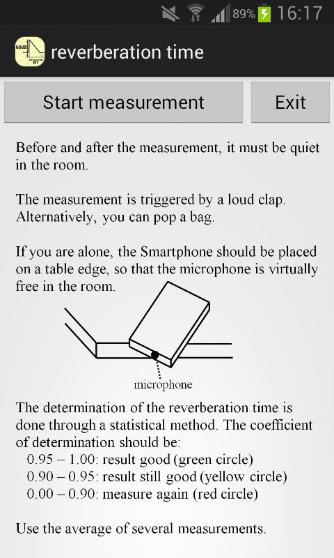 Android application reverberation time screenshort