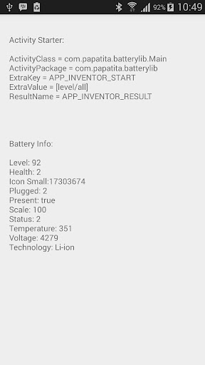 App Inventor Battery Info