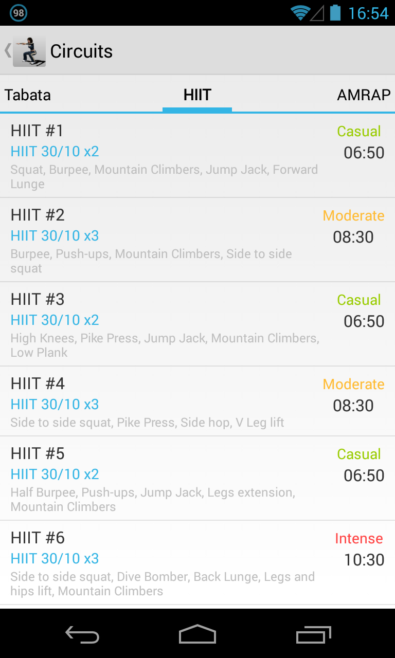 Circuit Training Assistant Screen 3