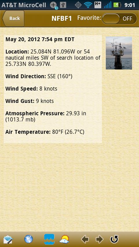 NOAA Buoy and Tide Data Screen 2