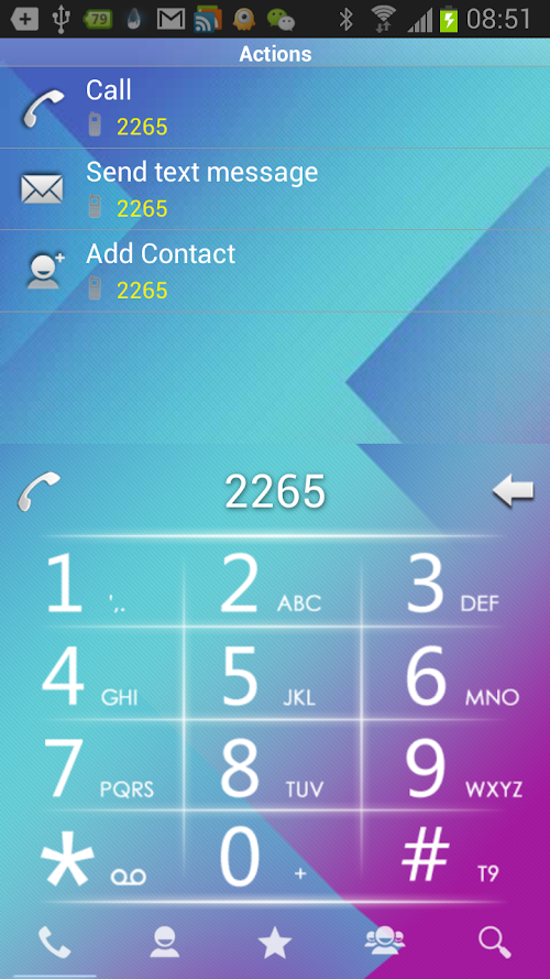 Android application RocketDial BlueWhite Theme screenshort