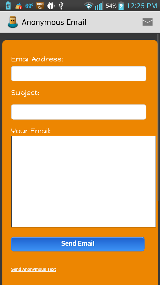 Pro Send Anonymous Email/Text Screen 3
