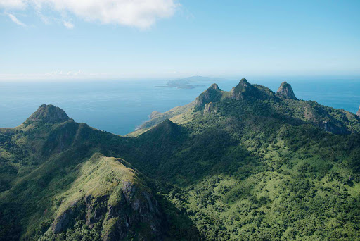 A scenic overlook on the coastline of Fiji. 