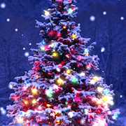 alt="This is the live wallpaper with Christmas tree, snow, winter, and lights."