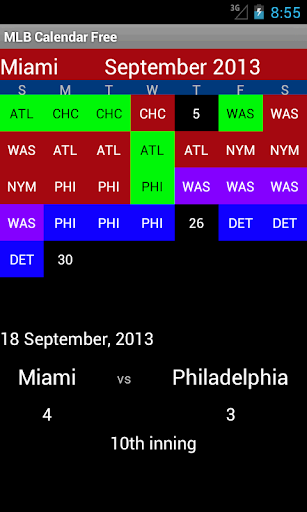 Professional Baseball Calendar