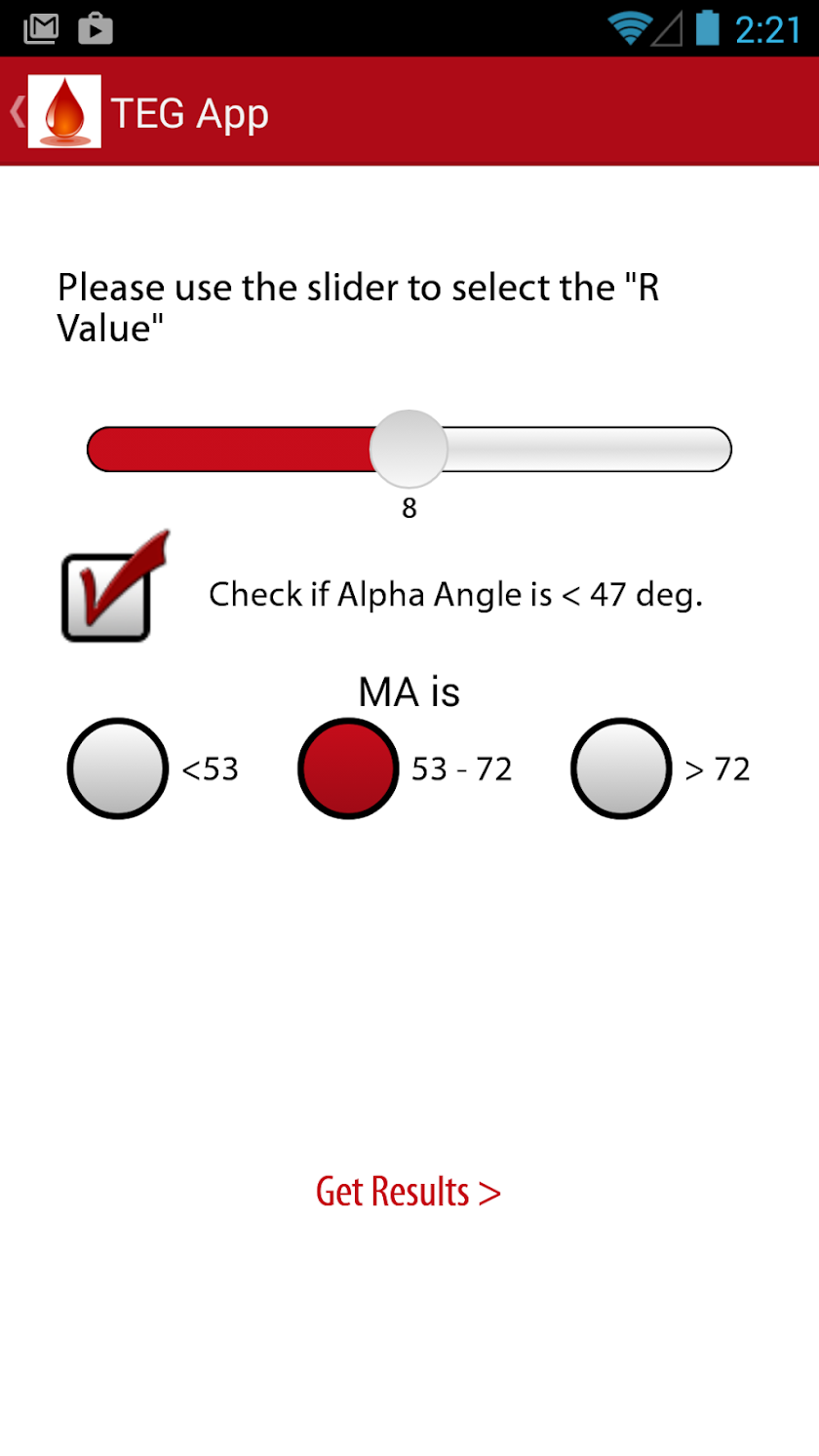 TEG App Screen 2