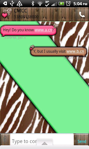 GO SMS THEME ZebraBubbleGum