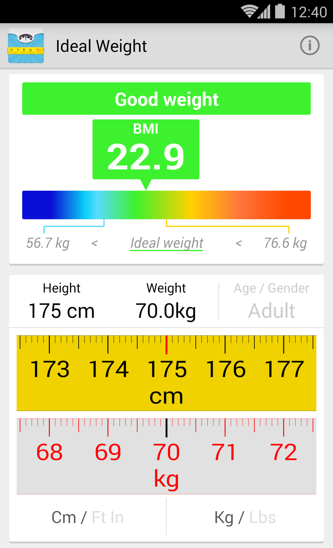 Android application Ideal Weight - BMI Calculator & Tracker screenshort