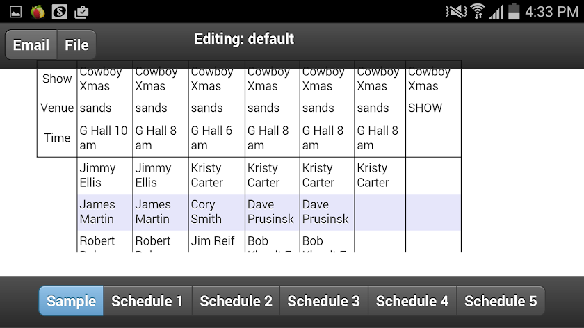 Labour Schedule Mobi Screen 2