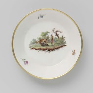 Schotel, beschilderd met een landschap met vee