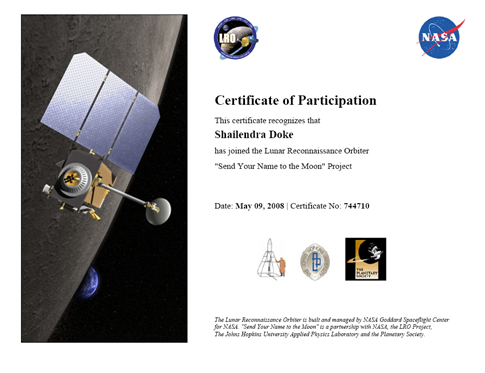 LRO_NASA_Certificate