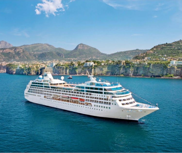 Pacific Princess cruises through the waters of picturesque Sorrento, Italy.