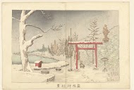 Het Hakone heiligdom in de sneeuw