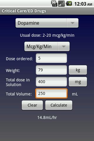 NurseCalcs Screen 3