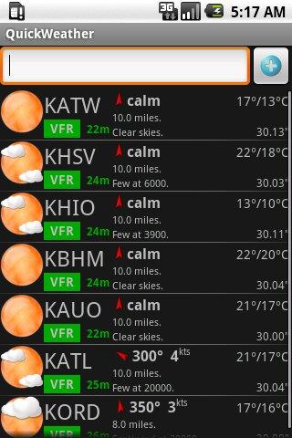 Android application Avilution QuickWeather screenshort