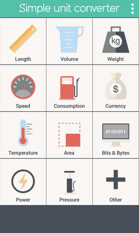 Android application Simple Unit Converter screenshort
