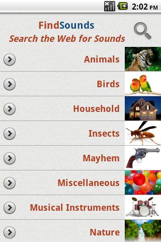 Android application FindSounds screenshort