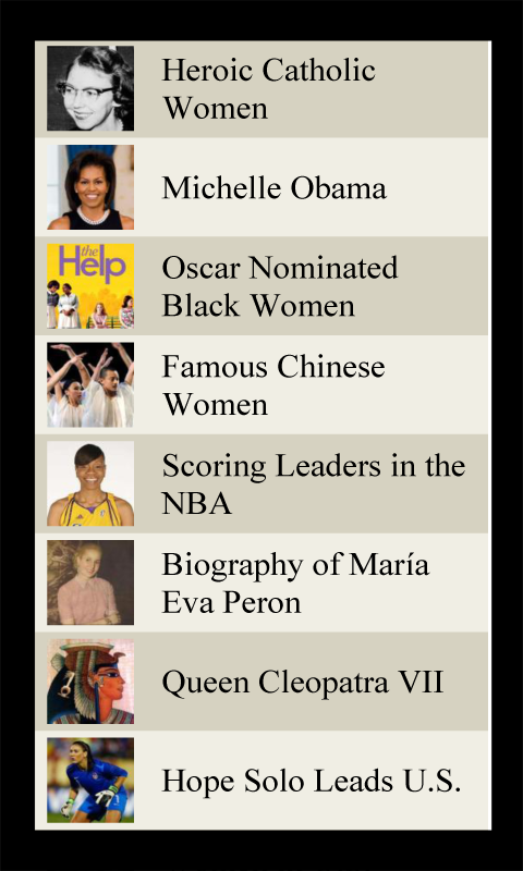 Android application Influential Women screenshort