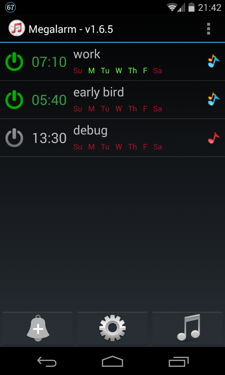 Android application Music Alarm Megalarm screenshort