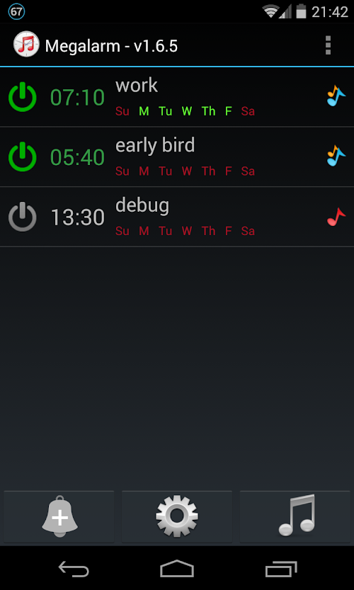 Android application Music Alarm Megalarm screenshort