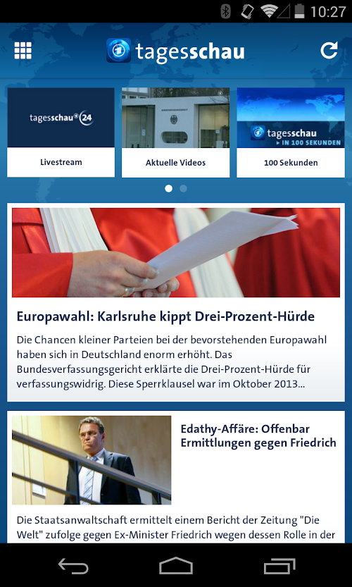Android application Tagesschau screenshort