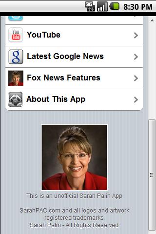 Ultimate Sarah Palin App Screen 2