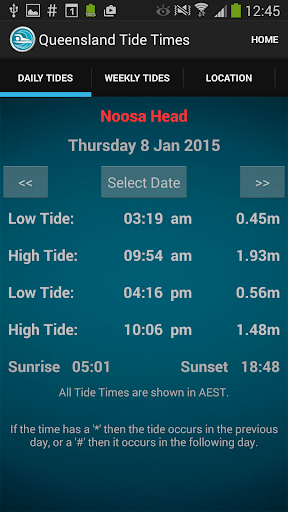 Queensland Tide Times