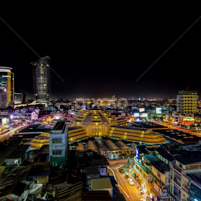 Night View of Phnom Penh City by Lim Hok - City,  Street & Park Night