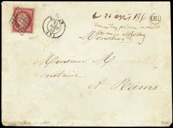 1fr vermillon sur lettre