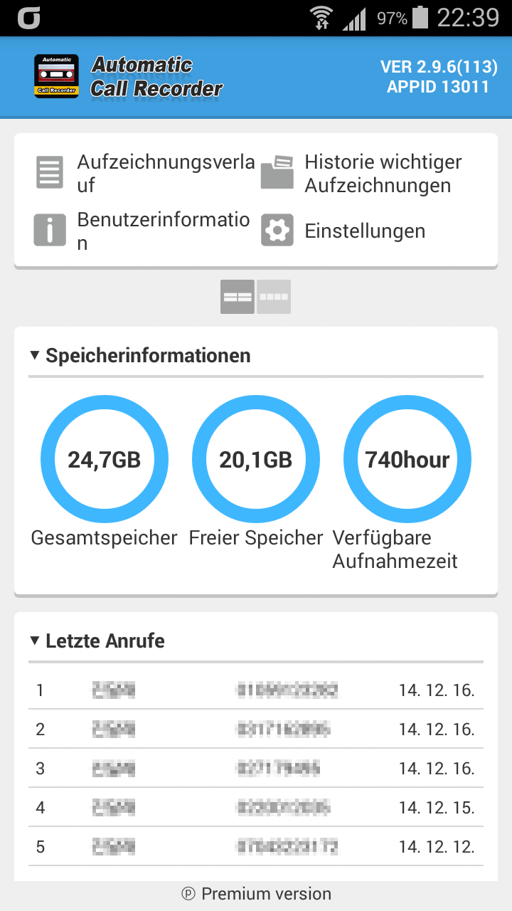 Android application Automatic Call Recorder screenshort