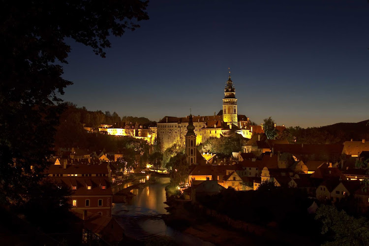 A night view of Cesky Krumlov, in the South Bohemian region of the Czech Republic. Old Cesky Krumlov is a UNESCO World Heritage Site.