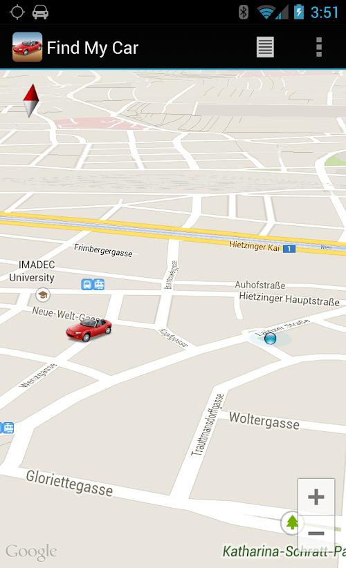 Android application Find My Car screenshort