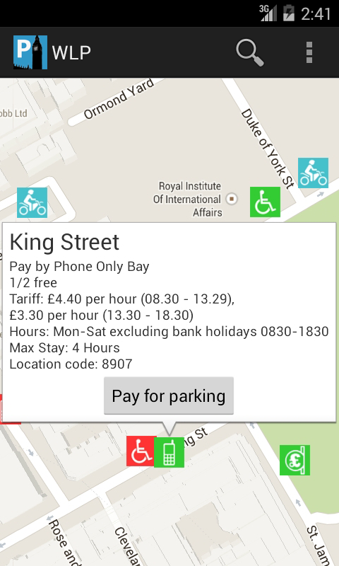 Westminster London Parking Screen 2