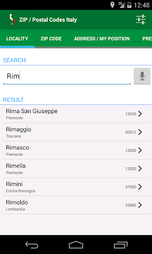 ZIP Postal Codes Italy