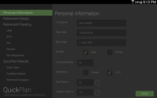 QuickPlan Retirement Planning