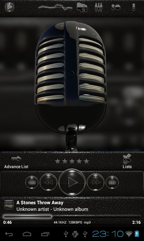 Poweramp skin black lizard Screen 2