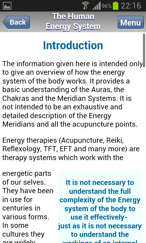 Android application Human Energy System (Tablets) screenshort
