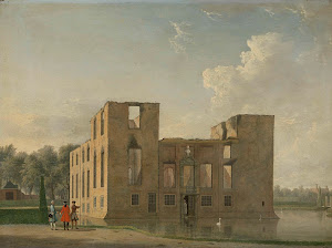 RIJKS: Jan ten Compe: Rear View of Berckenrode Castle in Heemstede after the Fire 1747