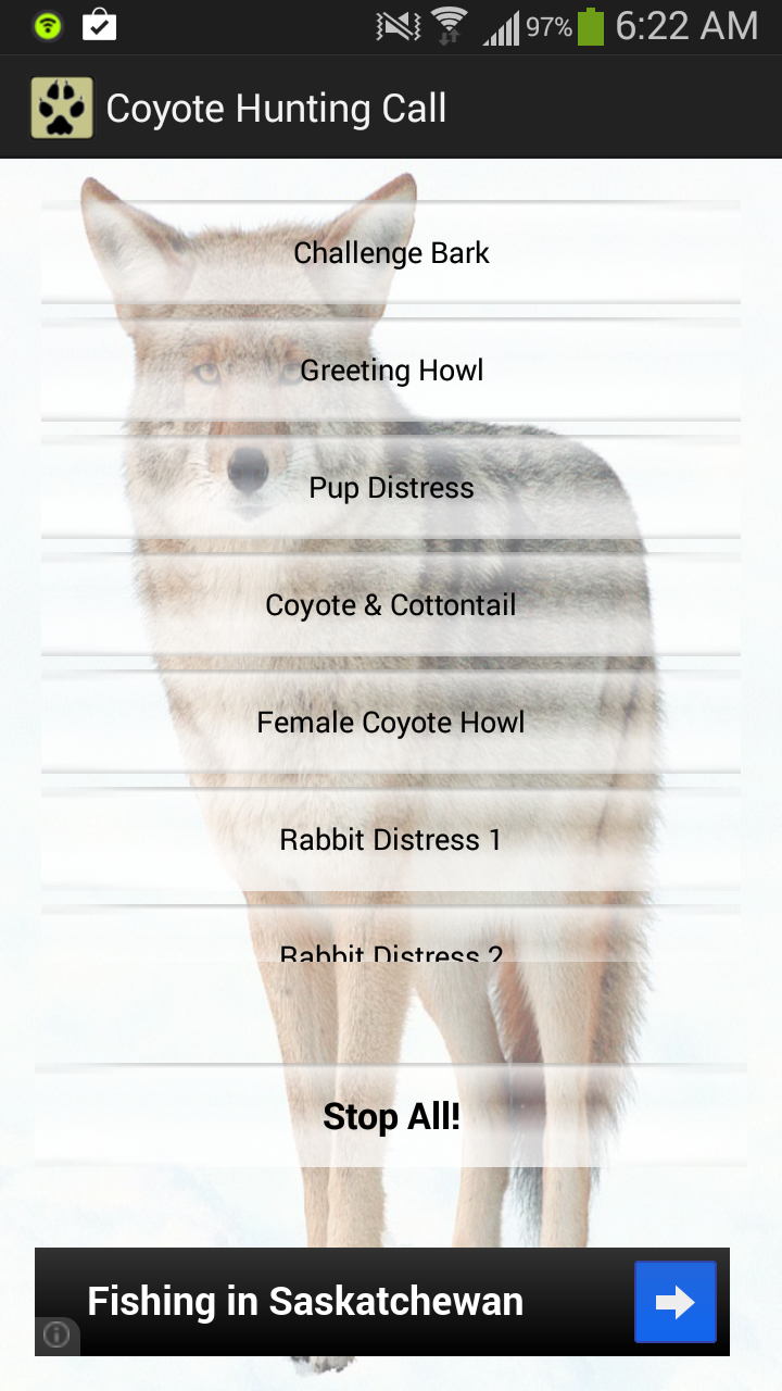Android application Coyote Hunting Call screenshort