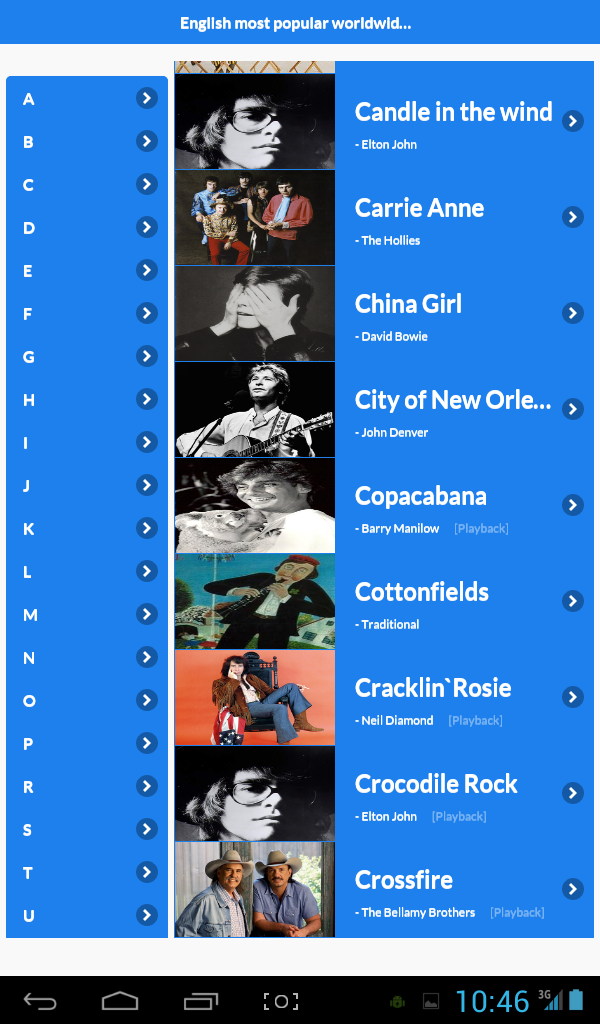 Guitar Playbacks Screen 1