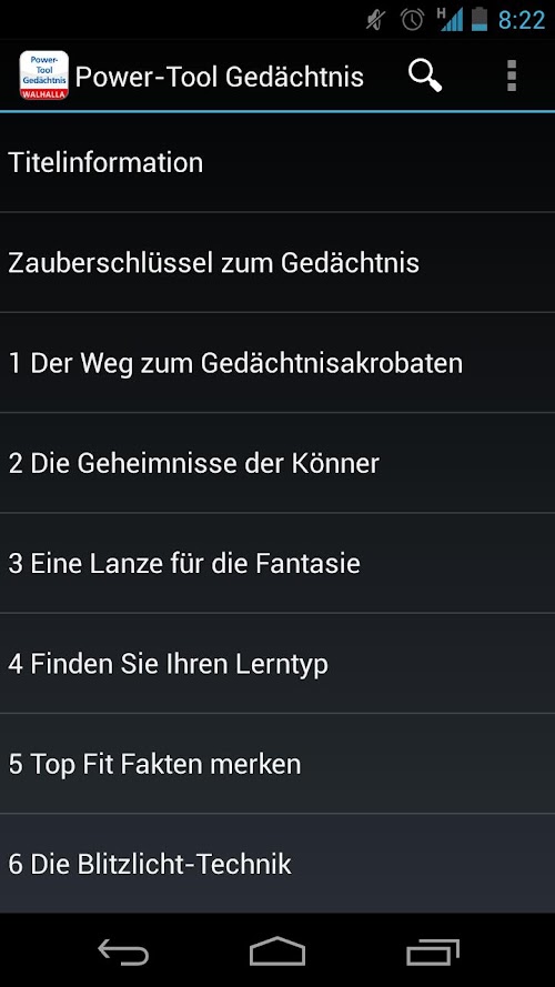 Android application Power-Tool Gedächtnis screenshort