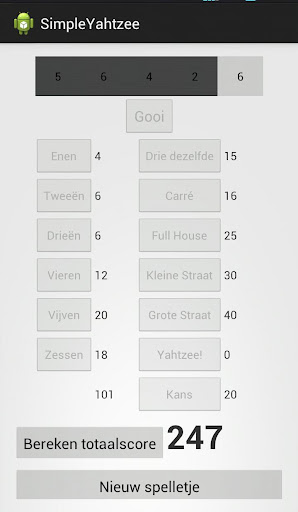Simpele Yahtzee