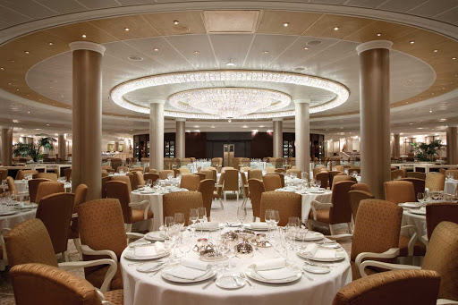 Oceania_OClass_Grand_Dining_Room-1 - You'll love dining in Oceania Marina's elegant Grand Dining Room under the luminous crystal chandelier.