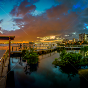 orange sunset  by Jun Hao - City,  Street & Park Night