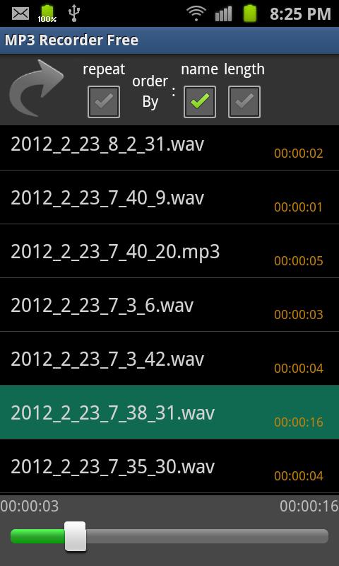 MP3 Recorder Screen 2