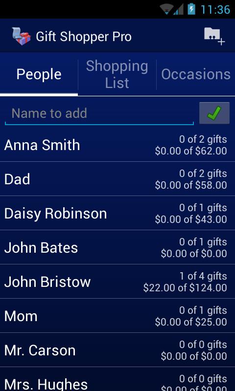 Android application Gift Shopper Pro screenshort
