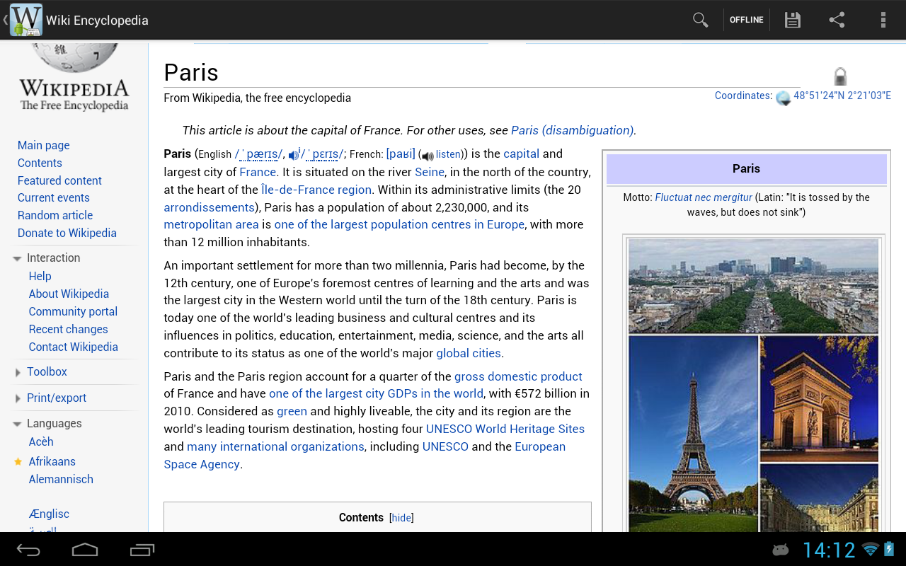 Wiki pro (Wikipedia) - screenshot
