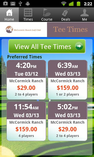 McCormick Ranch Tee Times