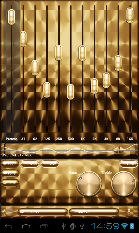 Poweramp skin GOLD ROUND BRUSH Screen 2
