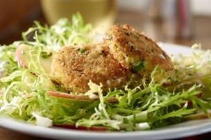 Fris&amp;#233;e and Apple Salad with Herb-Crusted Goat Cheese Medallions